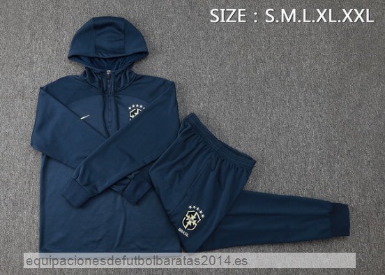 Nuevo Conjunto Completo Chaqueta Con Capucha Brasil 2023 Azul Marino Baratas